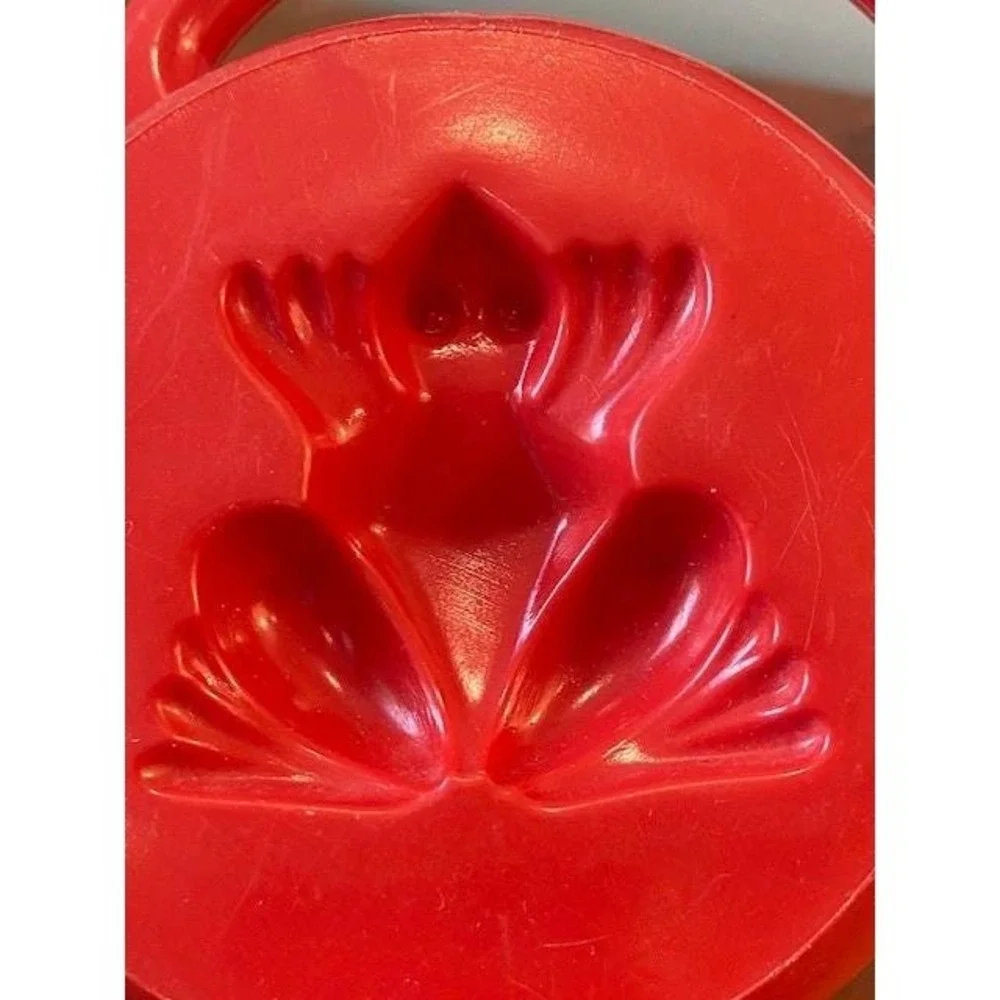 Vintage Watering Can Toy Mob Superjouet Red Plastic Made in France Frog Flower